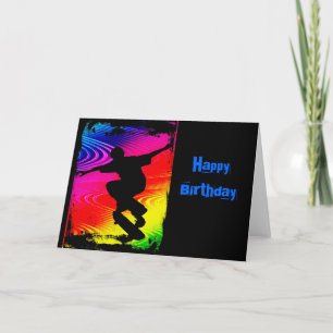 Carte Skateboarding on Rainbow Grunge