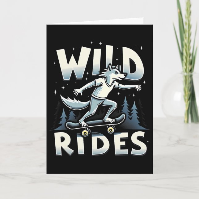 Carte Skateboarding Wolf Spirit Animal Wolf Wild Rides  (Devant)