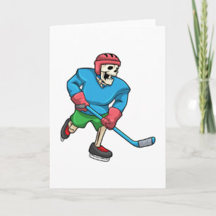 Carte Skeleton au hockey sur glace avec bâton de hockey 