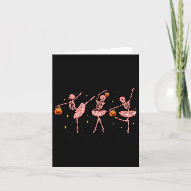 Carte Skeleton Ballerina Halloween Jack-o'-lantern Danse (Devant)