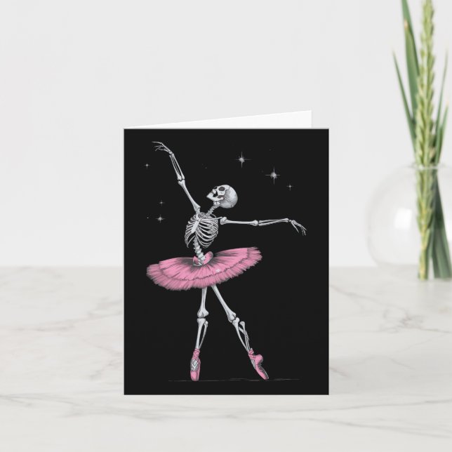 Carte Skeleton Ballet Halloween Costume Drôle Crâne (Devant)