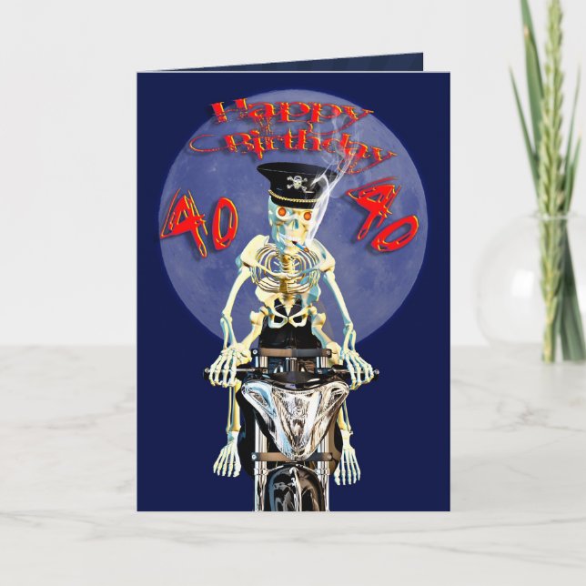Carte Skeleton biker 40th birthday (Devant)