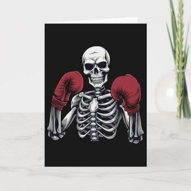 Carte Skeleton Boxer Boxing Kickboxing Halloween Martial (Devant)