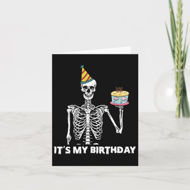 Carte Skeleton C'est ma fête d'anniversaire Halloween Bi (Devant)