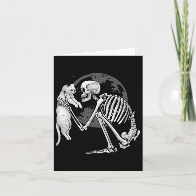 Carte Skeleton Chat Crâne Kitty mignonne Fantôme Hallowe (Devant)