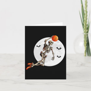 Carte Skeleton Dunk Joueur de basket-ball Halloween Moon