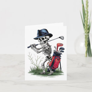 Carte Skeleton effrayant Golf Drôle Halloween Golf Sport