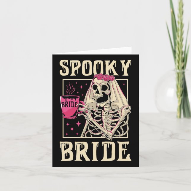 Carte Skeleton Éffrayant Mariée Mariage Chelorette Hallo (Devant)