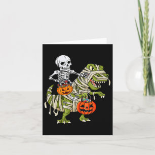 Carte Skeleton équitation maman Dinosaur T Rex Halloween