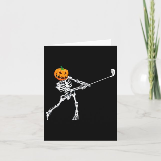Carte Skeleton Golf Halloween Citrouille Golfing Golfing (Devant)