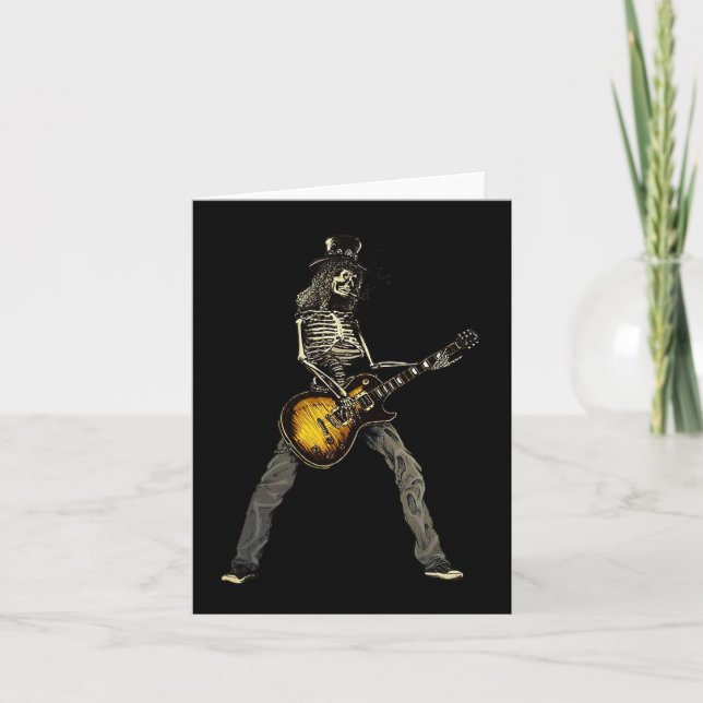 Carte Skeleton Guitar Guy Éffrayant Happy Halloween Rock (Devant)