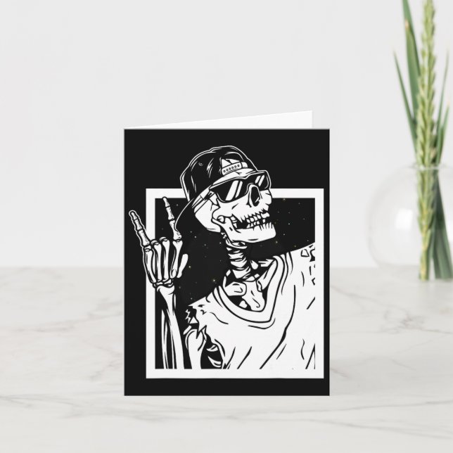 Carte Skeleton Halloween Costume Halloween Funny Rocker  (Devant)