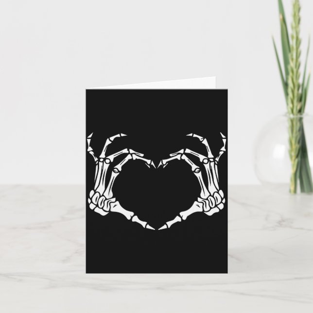 Carte Skeleton Hand Heart Halloween Funny Bones Love  (Devant)