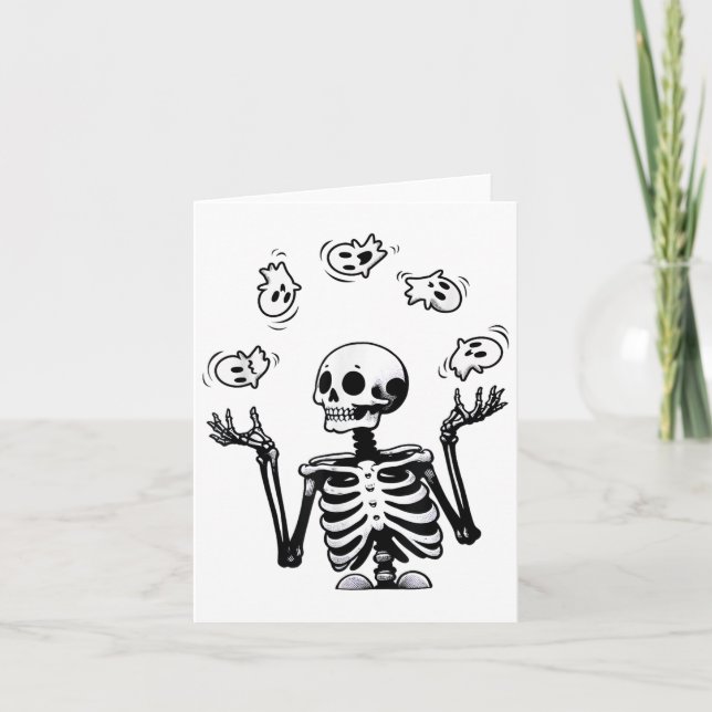 Carte Skeleton Jonglage Ghosts drôle Costume d'Halloween (Devant)