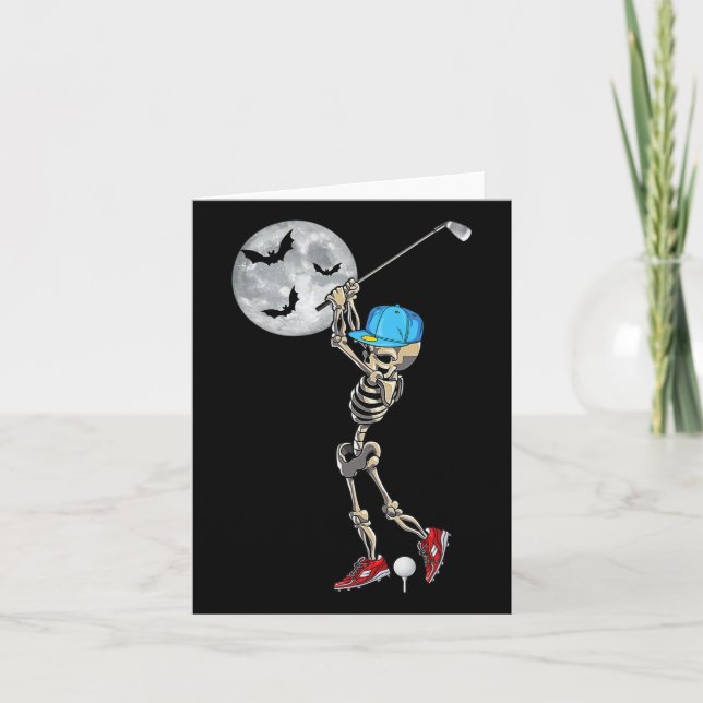 Carte Skeleton Jouer Golf Golf Joyeux Halloween Jour (Devant)