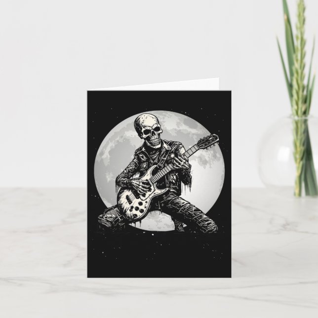 Carte Skeleton Jouer Guitare Punk Rock Musique Halloween (Devant)