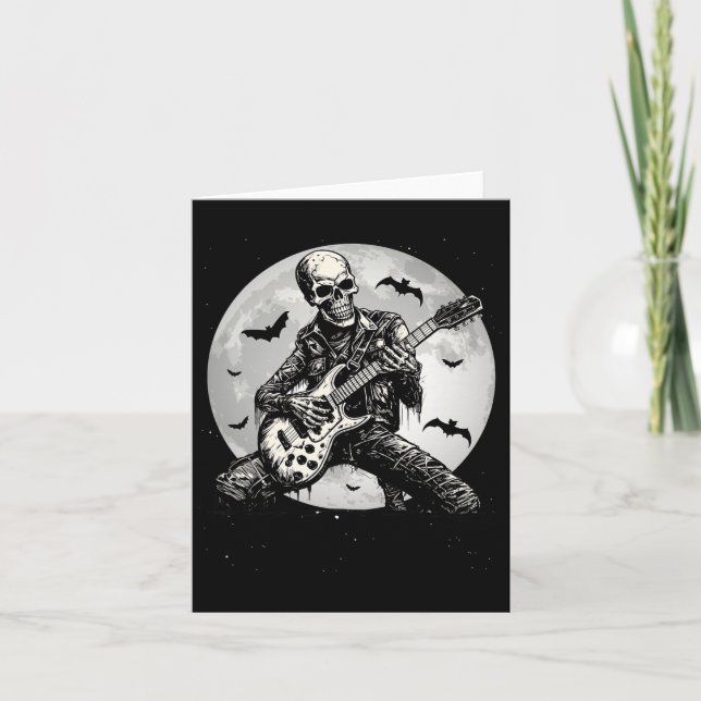 Carte Skeleton Jouer Guitare Punk Rock Musique Halloween (Devant)