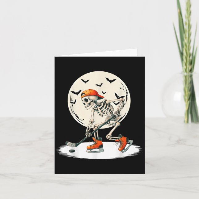 Carte Skeleton Lune de hockey sur glace Halloween Hommes (Devant)