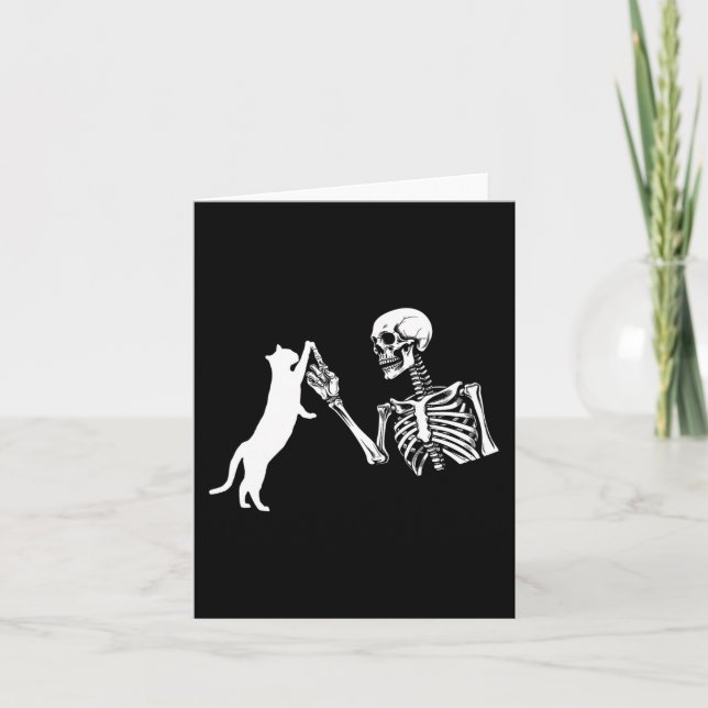 Carte Skeleton Main Jouer Chat Drôle Costume Halloween (Devant)