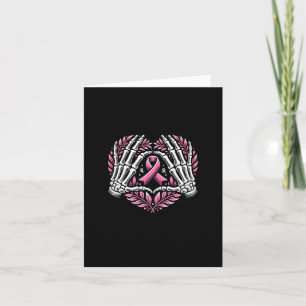Carte Skeleton Mains Coeur rose Ruban Cancer du sein Awa