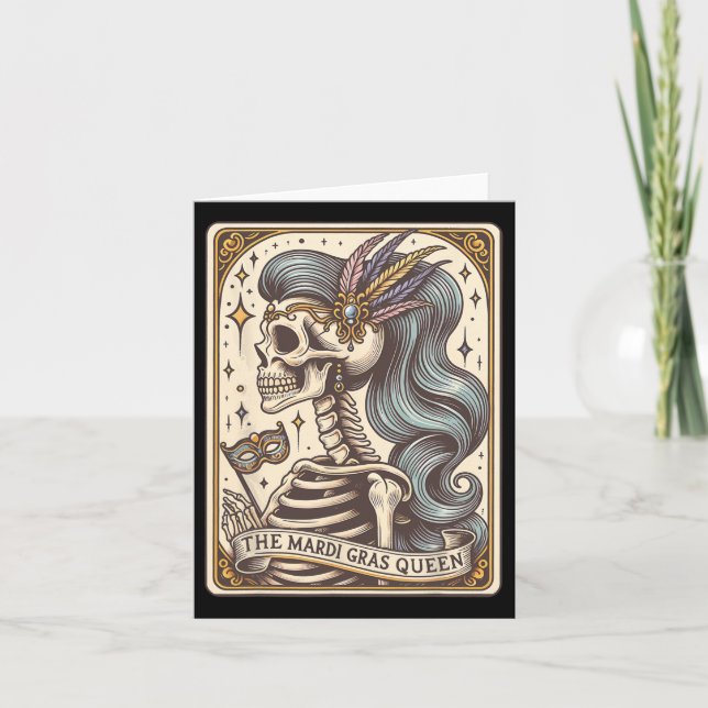 Carte Skeleton Mardi Gras Queen Tarot Card Gras Mardi C (Devant)