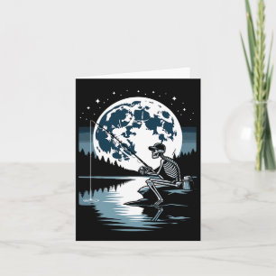 Carte Skeleton Pêche Halloween Pêcheur Éffrayant sous