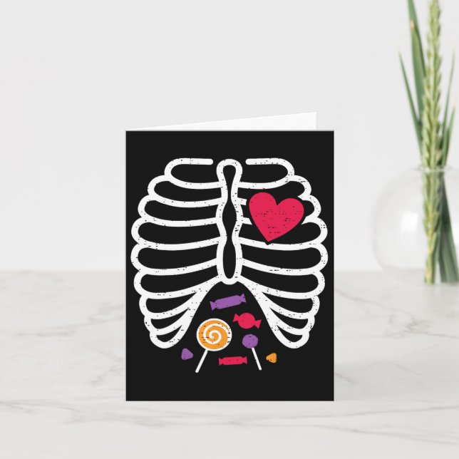 Carte Skeleton Rib Cage Funny Halloween Garçons Filles (Devant)