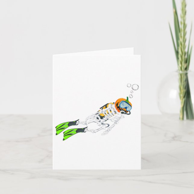 Carte Skeleton Scuba Plongée Halloween Citrouille Plonge (Devant)