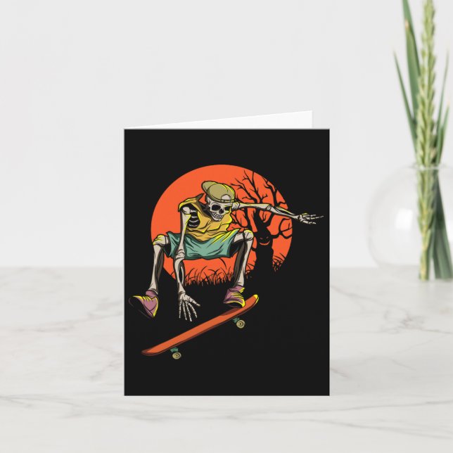 Carte Skeleton Skin Halloween Avec Skateboard (Devant)