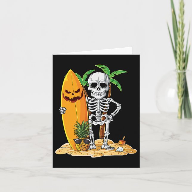 Carte Skeleton Surf Halloween Hawaii Hawaii Hommes Hawai (Devant)
