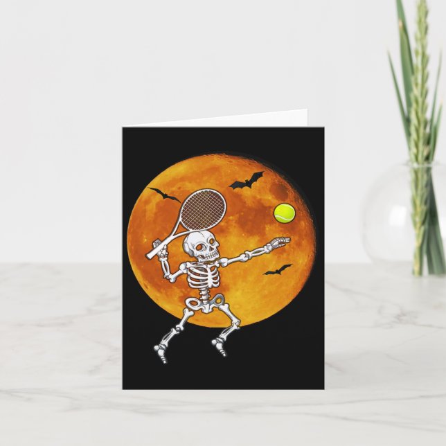 Carte Skeleton Tennis Halloween Racket Ll (Devant)