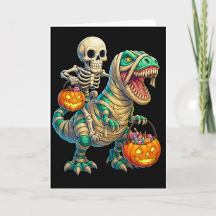 Carte Skeleton Whimsical équitation maman T-Rex Hallowee