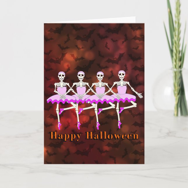 Carte Skeletons Dancing Ballet "Happy Halloween" (Devant)