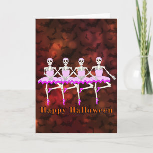 Carte Skeletons Dancing Ballet "Happy Halloween"