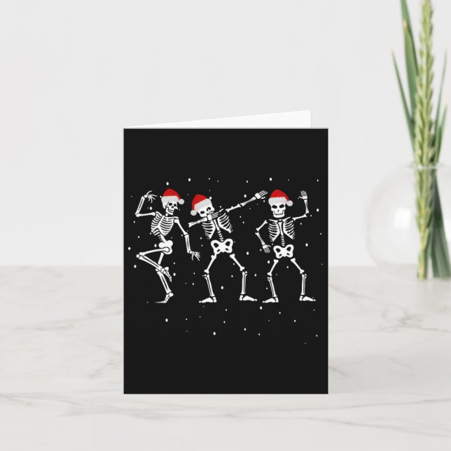 Carte Skeletons Dansant Avec Le Chapeau Du Père Noël Drô (Devant)