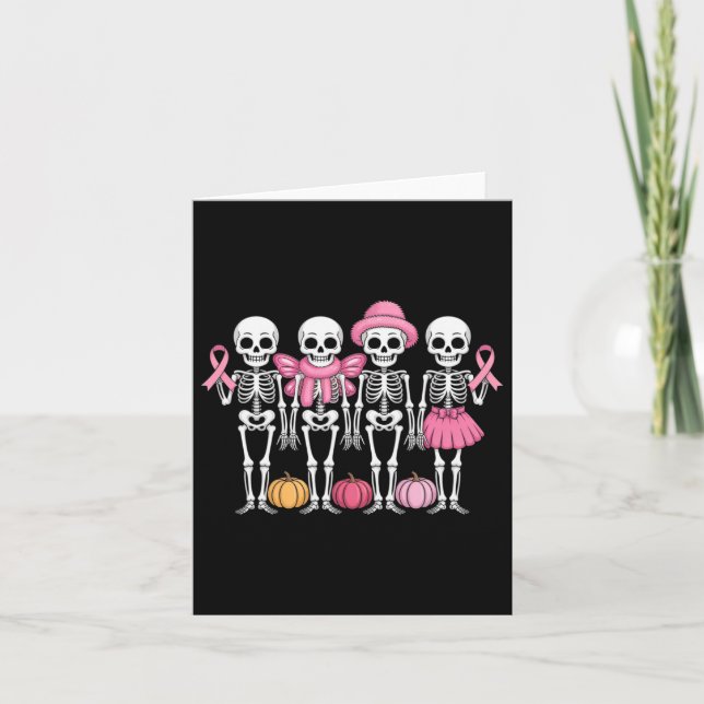 Carte Skeletons Dansants Pink Ribbon Cancer du sein (Devant)