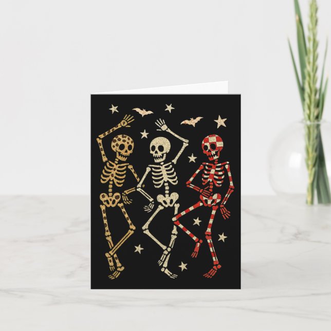 Carte Skeletons de danse Saison Éffrayante Halloween Leo (Devant)