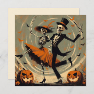 Carte Skeletons d'Halloween et Jack O'Lantern Vintage