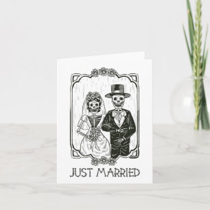 Carte Skeletons D'Halloween Mariée Et Groom Juste Mariée