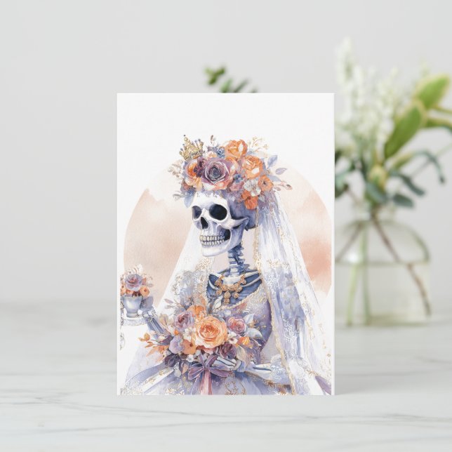 Carte Skelton Halloween Watercolor (Debout devant)