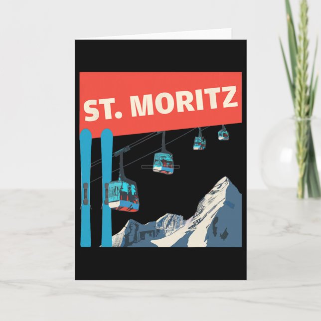 Carte Ski à St. Moritz - Ski rétro à St. Moritz  (Devant)