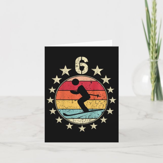 Carte Ski Anniversaire 6 ans Garçon fille Ski 6e anniver (Devant)
