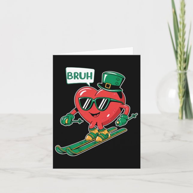 Carte Ski Bruh Saint-Valentin Cœur Patrick Shamrock Irla (Devant)