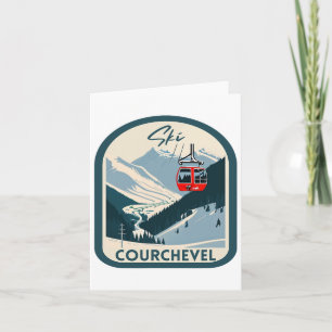 Carte Ski Courchevel Retro Style Vintage Courchevel Ski