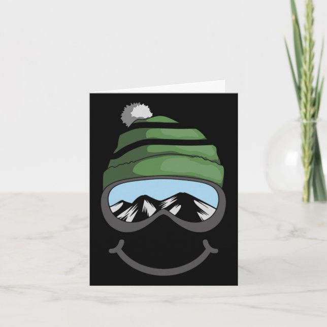 Carte Ski Et Snowboard Lover Cadeau Souriant Skier Ou Bo (Devant)