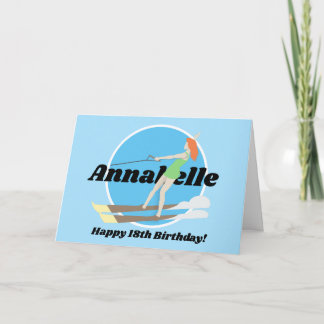 Carte Ski nautique de style vintage