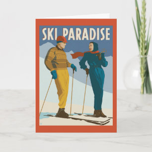 Carte Ski Paradise Impression Vintage