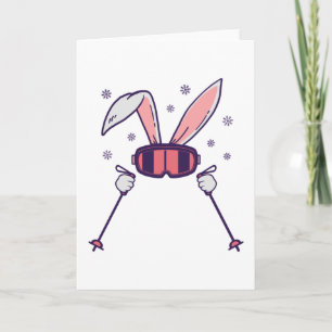 Carte Ski Rabbit avec bâtons de ski et lunettes de ski