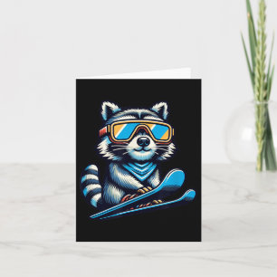 Carte Ski Raccoon Drôle Hiver Et Extérieur Mignons Et