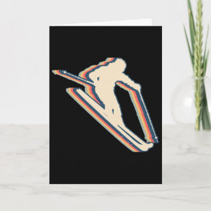 Carte Ski Ski Skieur Ligne Rétro Art 